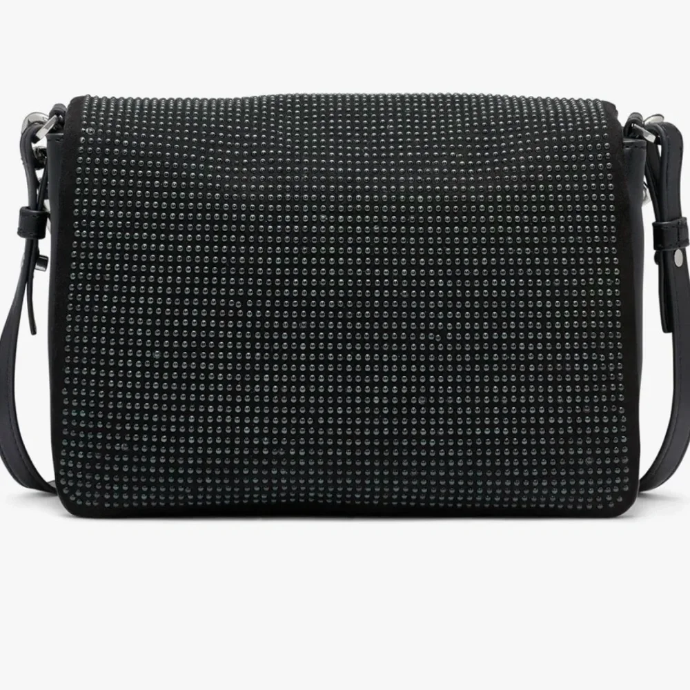 NEW DKNY Desiree Crystal Small Flap Black Crossbody Bag